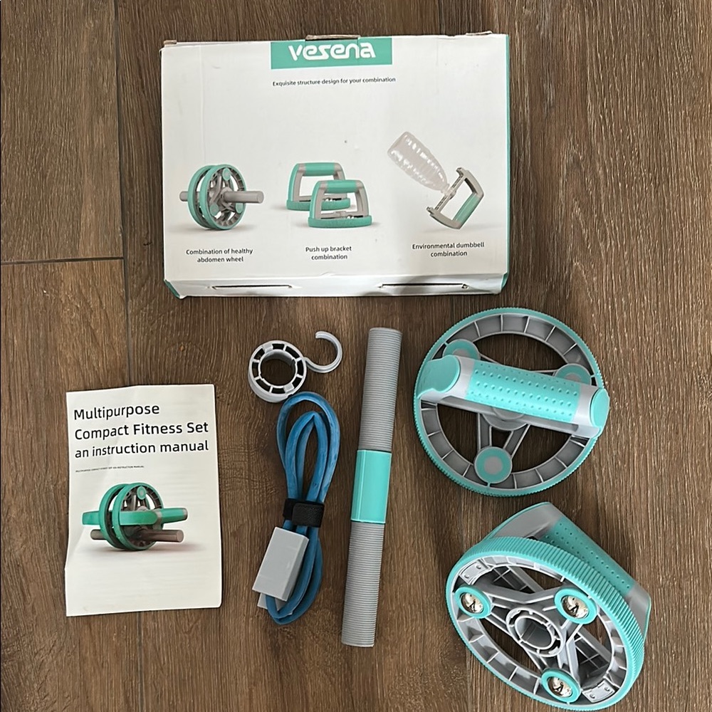Vesena versatile Multipurpose Compact Fitness Set. Gray and Aqua Blue. New.